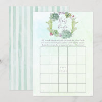 Watercolor Succult Chá de fraldas Baby Bingo