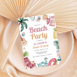 Convite Watercolor Summer Beach Sweet 16<br><div class="desc">Jogue uma festa na praia para o doce aniversário de 16 anos da sua filha com este convite legal e chic com elementos de aquarela de verão.</div>