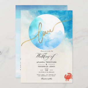 Convite Watercolor Summer Beach Wedding Photo
