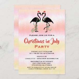 Convite Watercolor Summer Flamingos Natal Em Julho