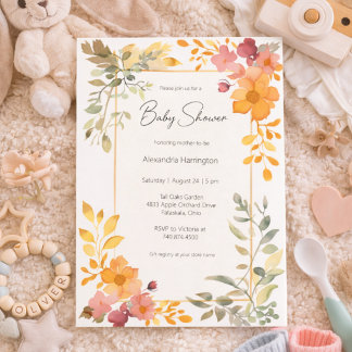 Convite Watercolor Summer Floral Baby Shower 