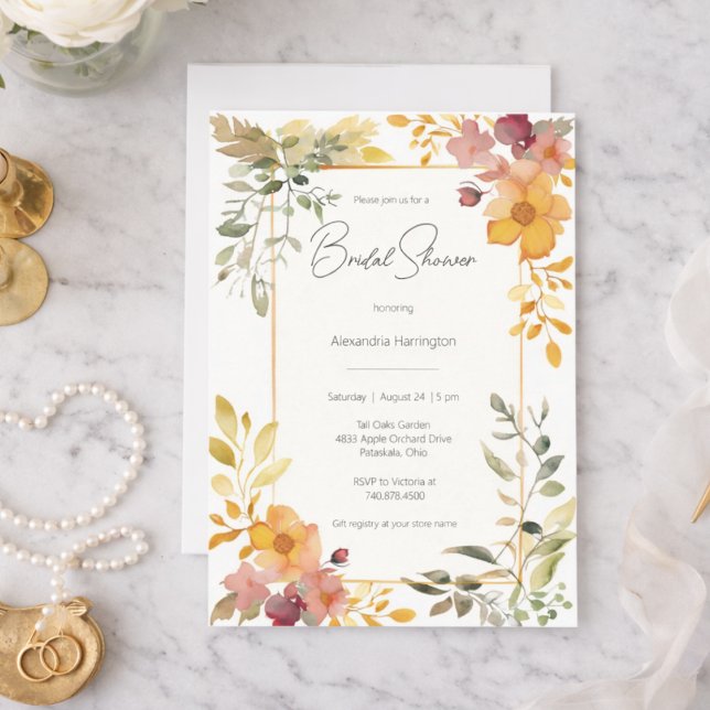 Convite Watercolor Summer Floral Bridal Shower  (Criador carregado)