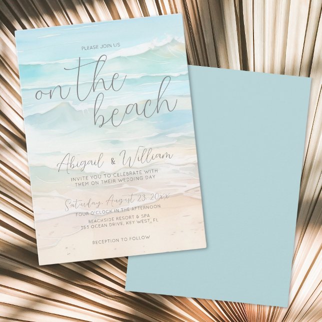 Convite Watercolor Summer No Casamento Da Praia (Watercolor Summer On The Beach Wedding Invitation)