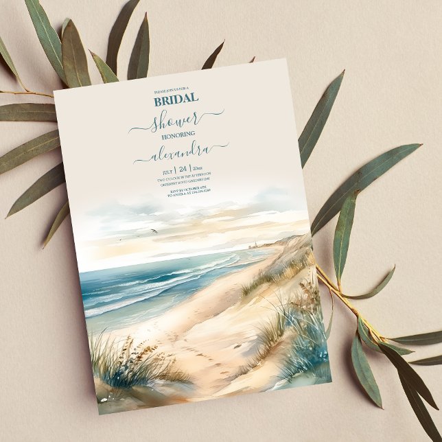 Convite Watercolor Summer Ocean Beach Weding (Criador carregado)