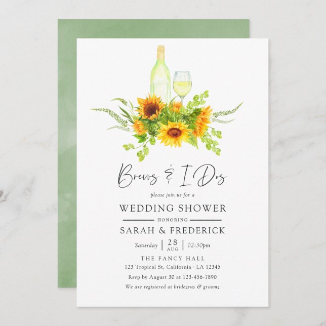 Convite Watercolor Sunflower Breve antes do I Do (Frente/Verso)