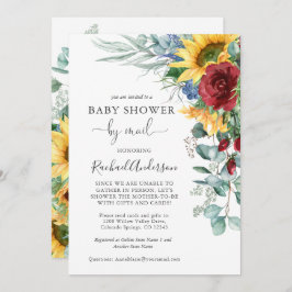 Convite Watercolor Sunflower Chá de fraldas por Correio