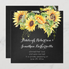 Convite Watercolor Sunflower Chalk Posto Casamento