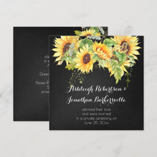 Convite Watercolor Sunflower Chalk Posto Casamento
