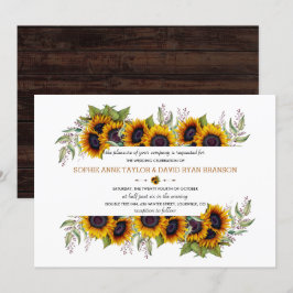 Convite Watercolor Sunflower Frame Old Barn Casamento