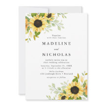 Watercolor Sunflower & Greenery Weds