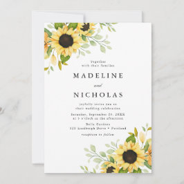 Convite Watercolor Sunflower & Greenery Weds