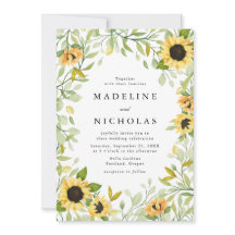 Watercolor Sunflower & Greenery Weds