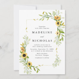 Convite Watercolor Sunflower & Greenery Weds