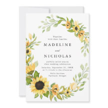 Watercolor Sunflower & Greenery Weds
