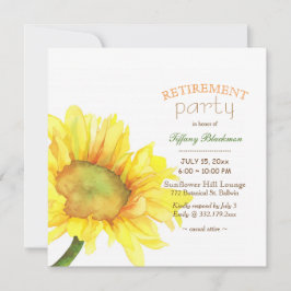 Convite Watercolor Sunflower Retirement Party