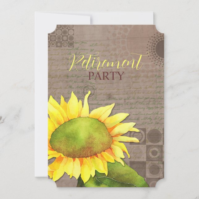 Convite Watercolor Sunflower Retirement Party (Frente)