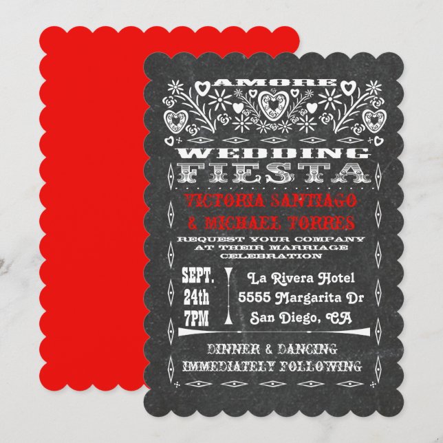 Convite Watercolor Sunset Mexicano Weding Papel Picado (Frente/Verso)