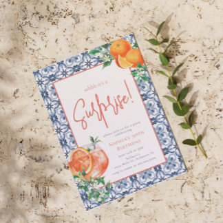 Convite Watercolor Surpresa a Qualquer Ano Spritz Birday