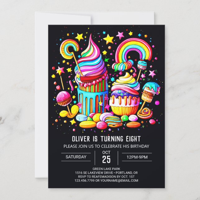 Convite Watercolor Sweet Birthday (Frente)