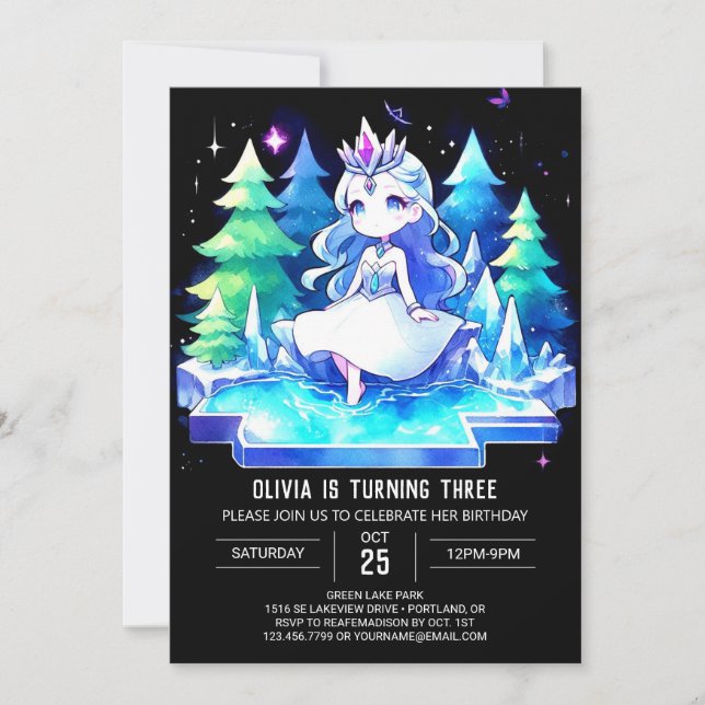 Convite Watercolor Sweet Princess Birthday (Frente)