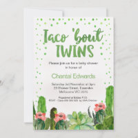 Watercolor Taco 'Bout Twins Fiesta Chá de fraldas