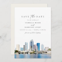 Watercolor Tampa Florida Skyline Salvar a Data