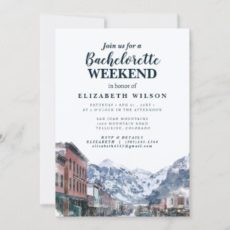 Convite Watercolor Telluride Co Bachelorette Mountain