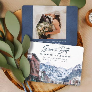 Convite Watercolor Telluride Co Wedding Ski Salvar a Data