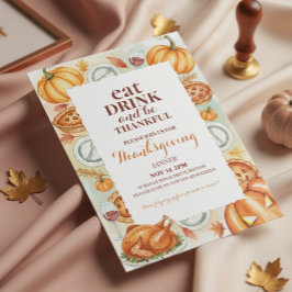 Convite Watercolor Thanksgiving Feast Invitation