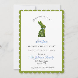 Convite Watercolor Topiary Bunny Páscoa Brunch