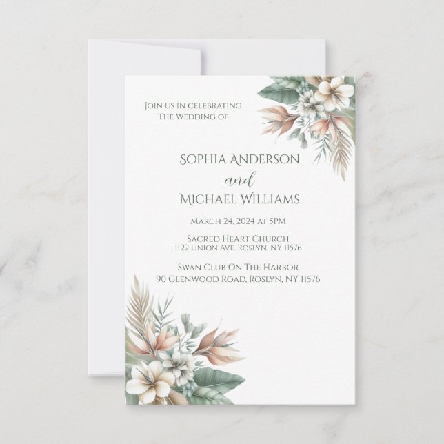 Convite Watercolor Tropical Elegance-Wedding (Frente)