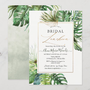 Convite Watercolor Tropical Jungle Bridal Luncheat Invitat