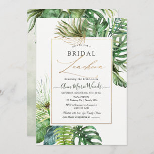 Convite Watercolor Tropical Jungle Bridal Luncheat Invitat