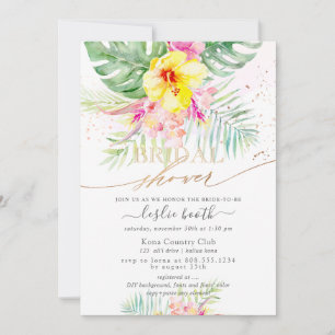 Convite Watercolor Tropical Paradise Bridal Shower Invitat