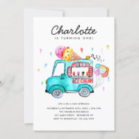 Watercolor Truck Balloon Kids - Sorvete Aniversári