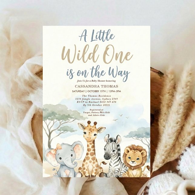 Convite watercolor Twin Jungle Safari Animals Baby Shower (Criador carregado)