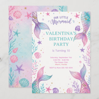 Convite Watercolor Under The Sea Party Invite