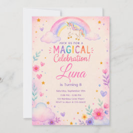 Convite Watercolor Unicorn Party Invite