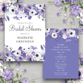 Convite Watercolor Violet Flowers Wedding Bridal Shower