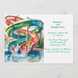 Convite Watercolor Waterslide Kids Birthday Party