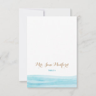 Convite Watercolor Waves Beach Weding Place Name Card