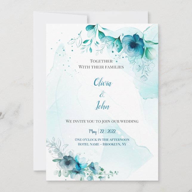 Convite Watercolor Wedding Invitation  (Frente)