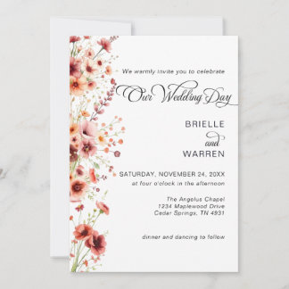 Convite Watercolor Wedding Invitation Wild Flowers