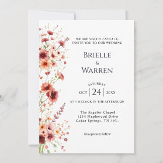 Convite Watercolor Wedding Invitation with Wild Flowers