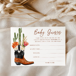 Convite Watercolor Western Boots Baby Guight Game Card