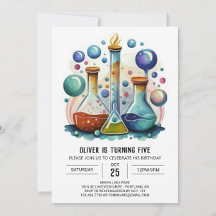 Convite Watercolor Whimsy Lab Scientist Aniversário