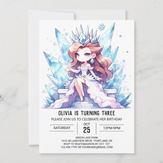 Convite Watercolor Whimsy Princess Birthday (Frente)