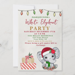 Convite Watercolor White Elephant Gift Exchange Party