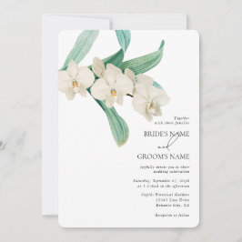 Convite Watercolor White Orchids Floral Wedding