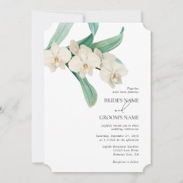 Convite Watercolor White Orchids Floral Wedding